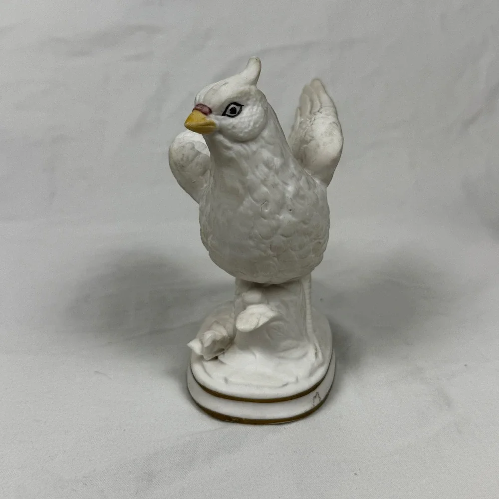 Vintage Enesco Bisque Porcelain White Bird Figurines Pair Doves Pigeons Japan